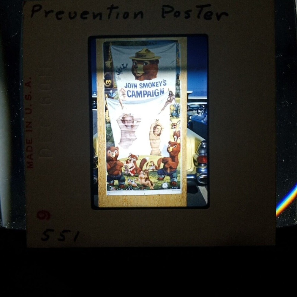 1960 Smokey Bear Modified Original Poster Nude Women Found 35mm Kodachrome Slide